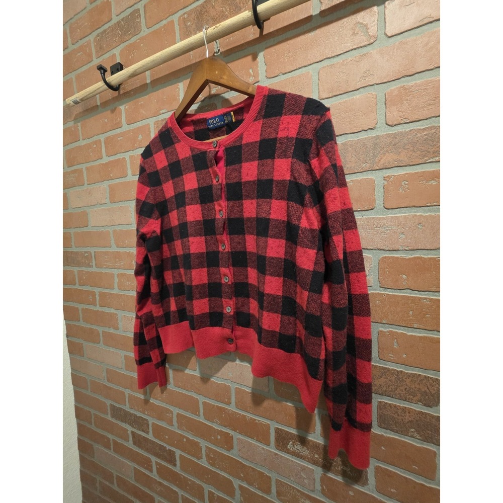 Polo Ralph Lauren Women's Cardigan Wool Cotton Blend XXL 2XL Red Black.   Sku 17